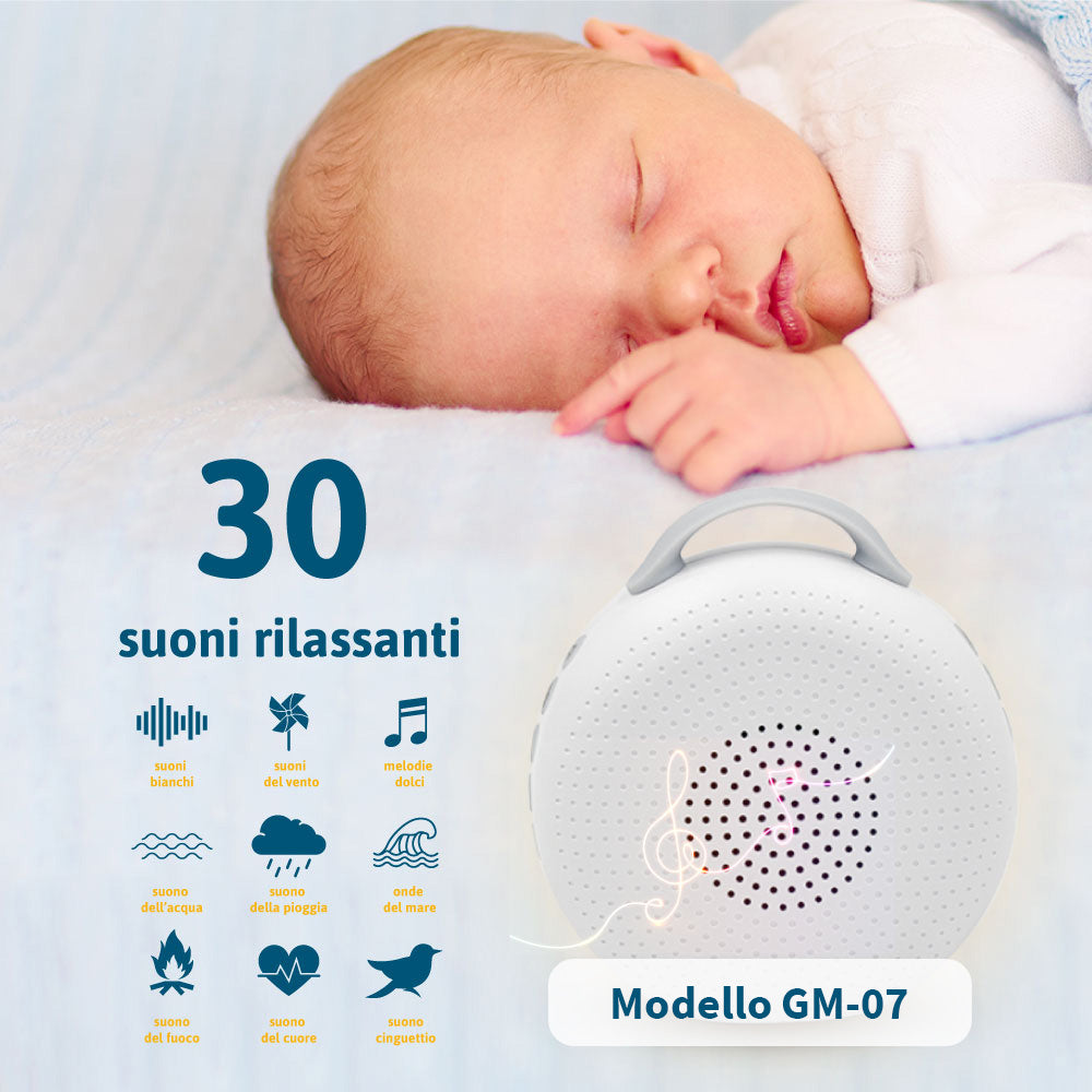 Macchina Rumori Bianchi Portatile Per Neonato - Luce Notturna 9 Colori, 20 Suoni, Timer USB