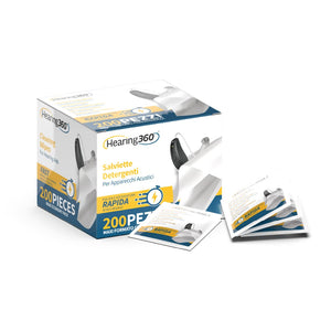 Scatola da 200 Salviette Detergenti Igienizzanti Salviettine per Apparecchi Acustici, Smartphone ed Occhiali