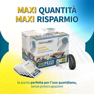 Scatola da 200 Salviette Detergenti Igienizzanti Salviettine per Apparecchi Acustici, Smartphone ed Occhiali