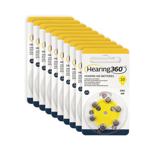 60 Batterie 10 Premium Quality per Apparecchi Acustici PR70 Gialle
