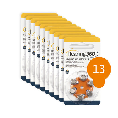 60 Batterie 13 Premium Quality per Apparecchi Acustici PR48 Arancione