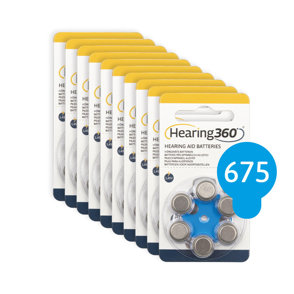 60 Batterie 675 Premium Quality per Apparecchi Acustici PR44 Blu